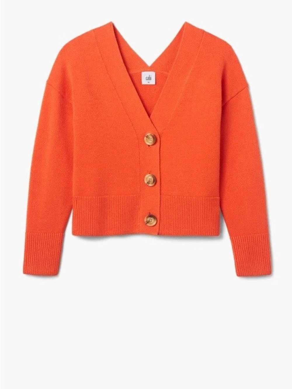 CAbi Citrus Fiesta Orange V-Neck Button Cardigan